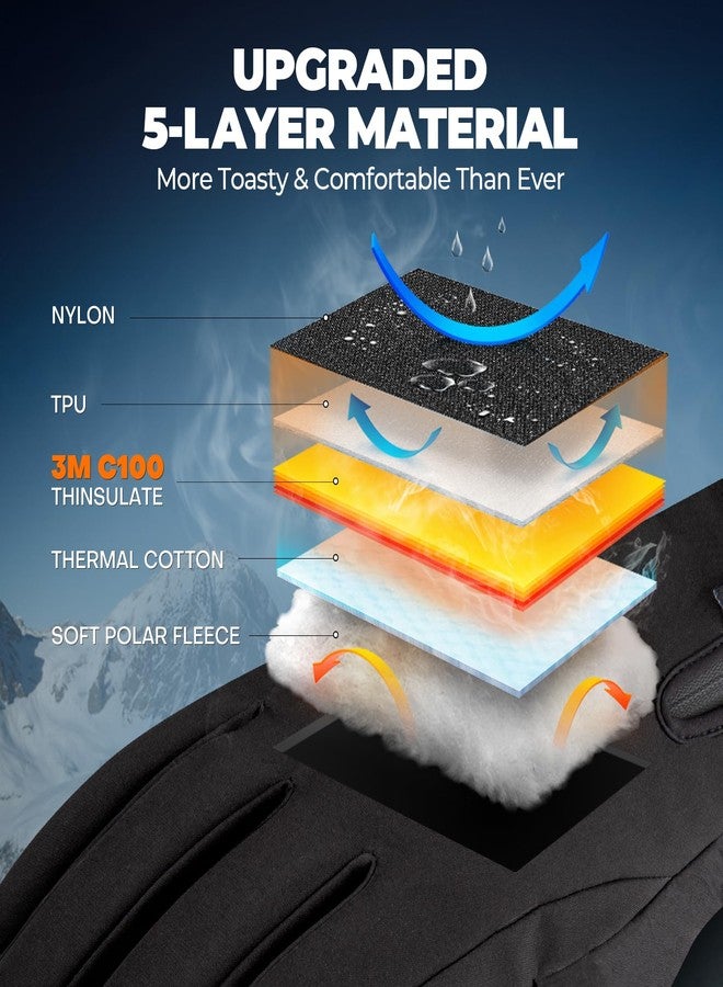 krosa 5-Layer Winter Gloves for Men & Women Made with 3M Thinsulate, -20℉ Waterproof Gloves for Cold Weather, Snow Ski Gloves with 10 Touchscreen Fingers - Image 2